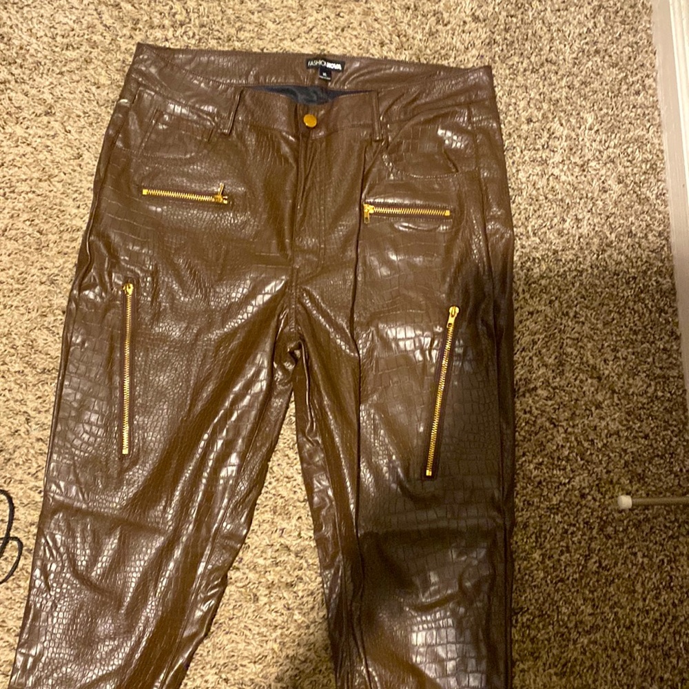 Brown leather pants . XL